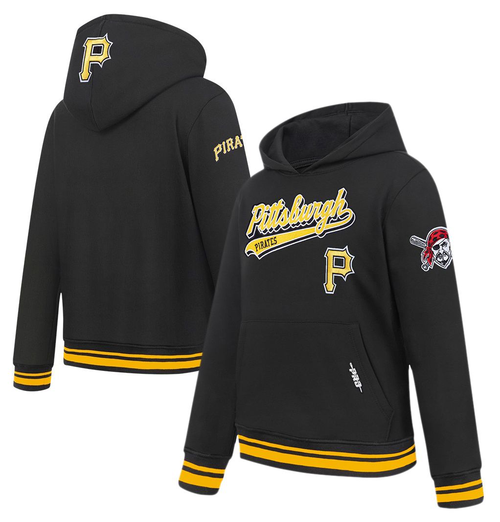 Pro Standard Youth Pittsburgh Pirates Black Script Tail Ribbed Fleece Hoodie
