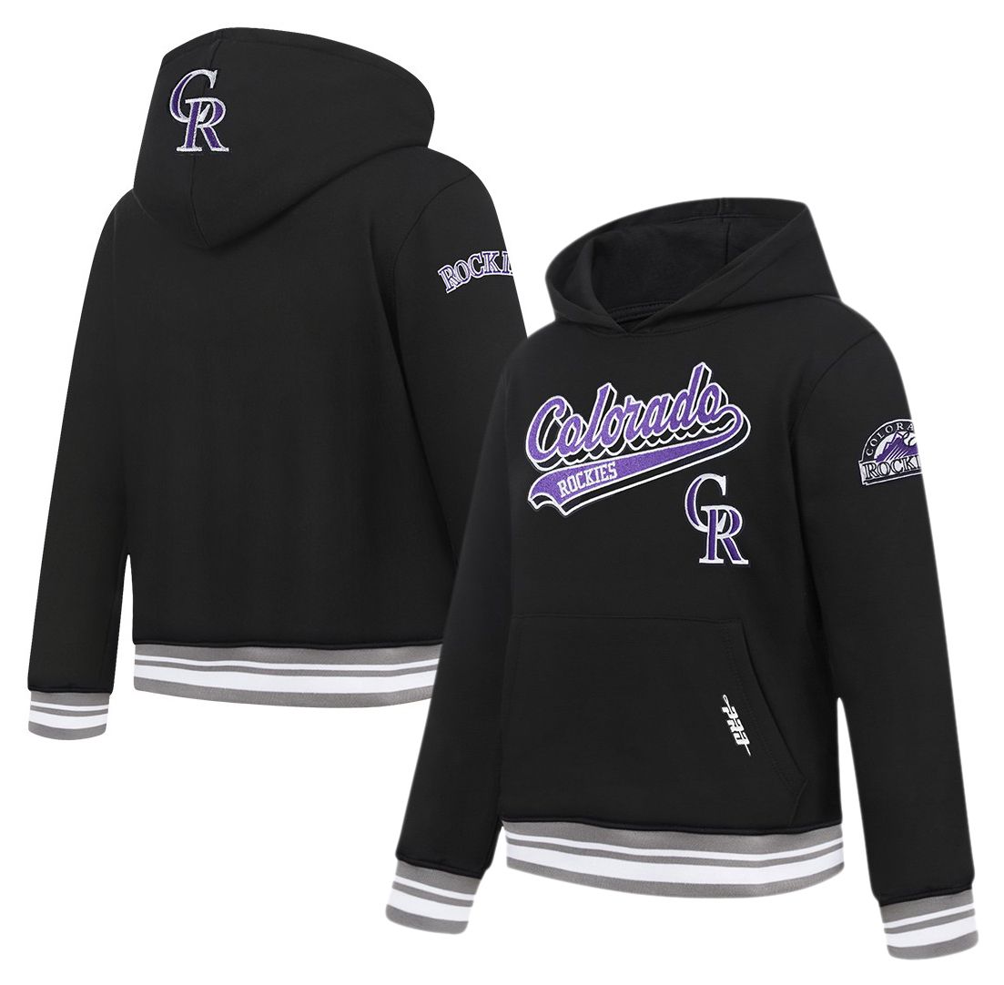 Pro Standard Youth Colorado Rockies Black Script Tail Ribbed Fleece Hoodie