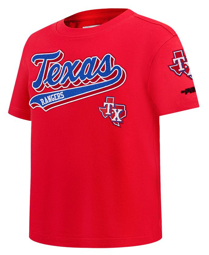 Pro Standard Youth Texas Rangers Red Script Tail T-Shirt