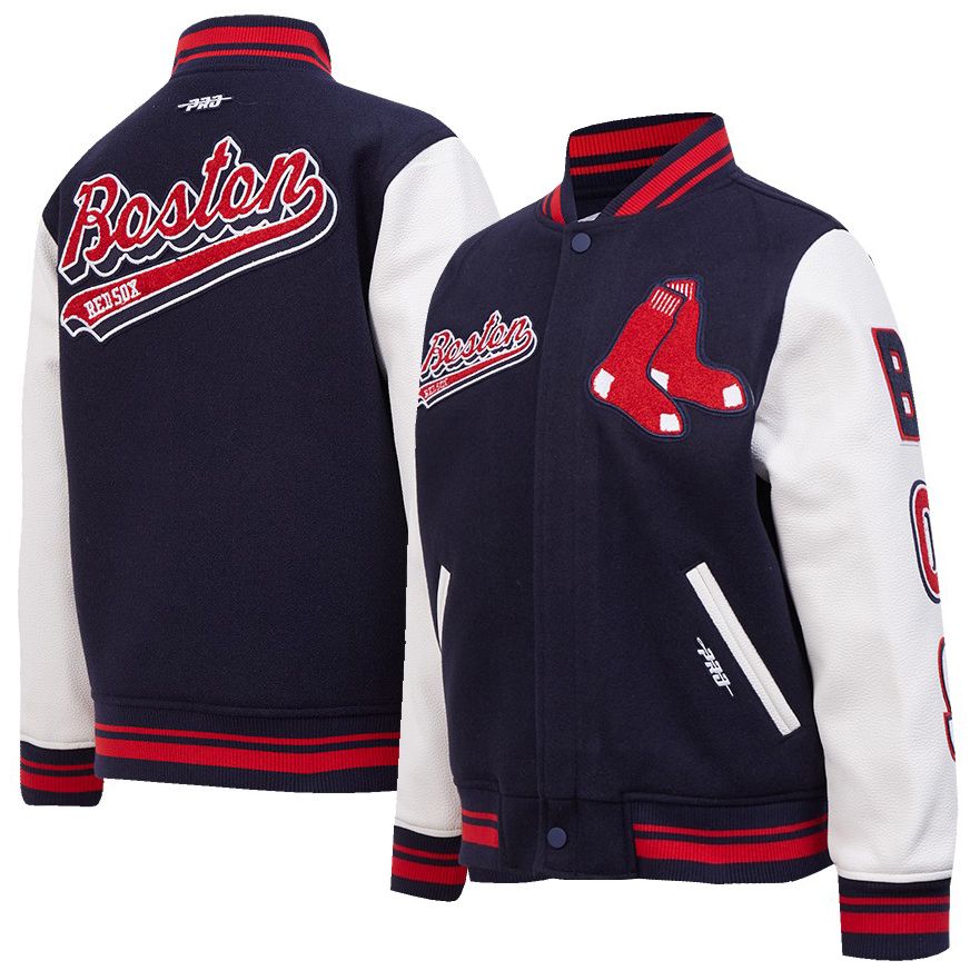 Pro Standard Youth Boston Red Sox Midnight Navy Script Varsity Jacket