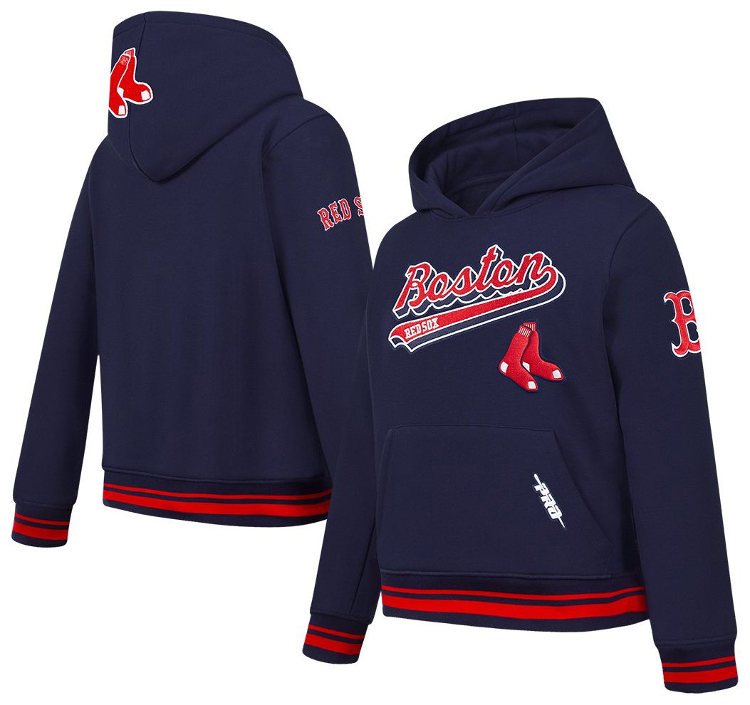 Pro Standard Youth Boston Red Sox Midnight Navy Script Tail Ribbed Fleece Hoodie