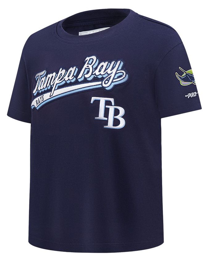 Pro Standard Youth Tampa Bay Rays Midnight Navy Script Tail T-Shirt