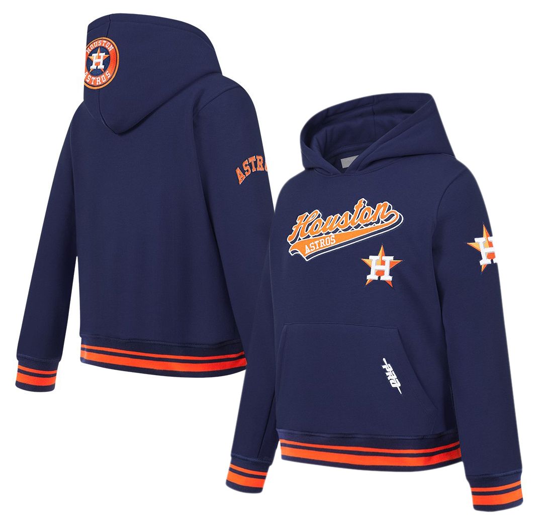 Pro Standard Youth Houston Astros Midnight Navy Script Tail Ribbed Fleece Hoodie