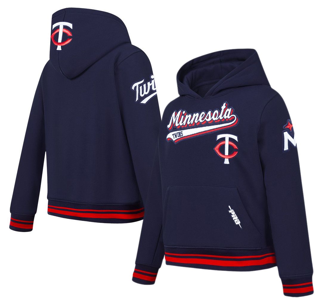 Pro Standard Youth Minnesota Twins Midnight Navy Script Tail Ribbed Fleece Hoodie