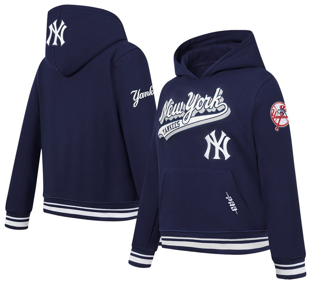 Pro Standard Youth New York Yankees Midnight Navy Script Tail Ribbed Fleece Hoodie