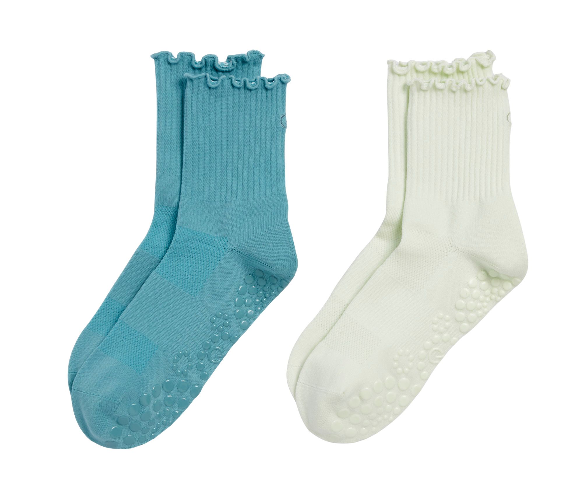 CALIA Women's Ruffle Gripper Crew Socks – 2 Pack