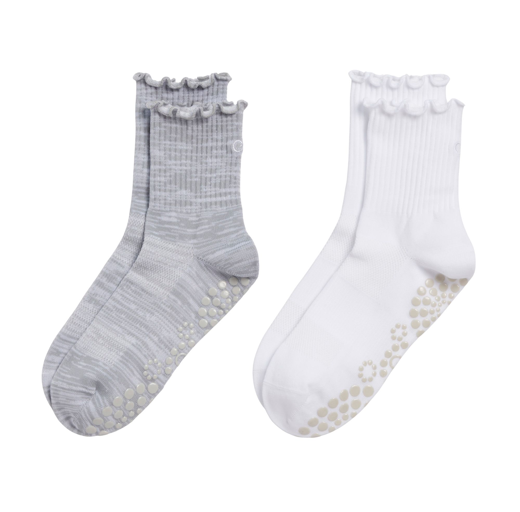 CALIA Women's Ruffle Gripper Crew Socks – 2 Pack