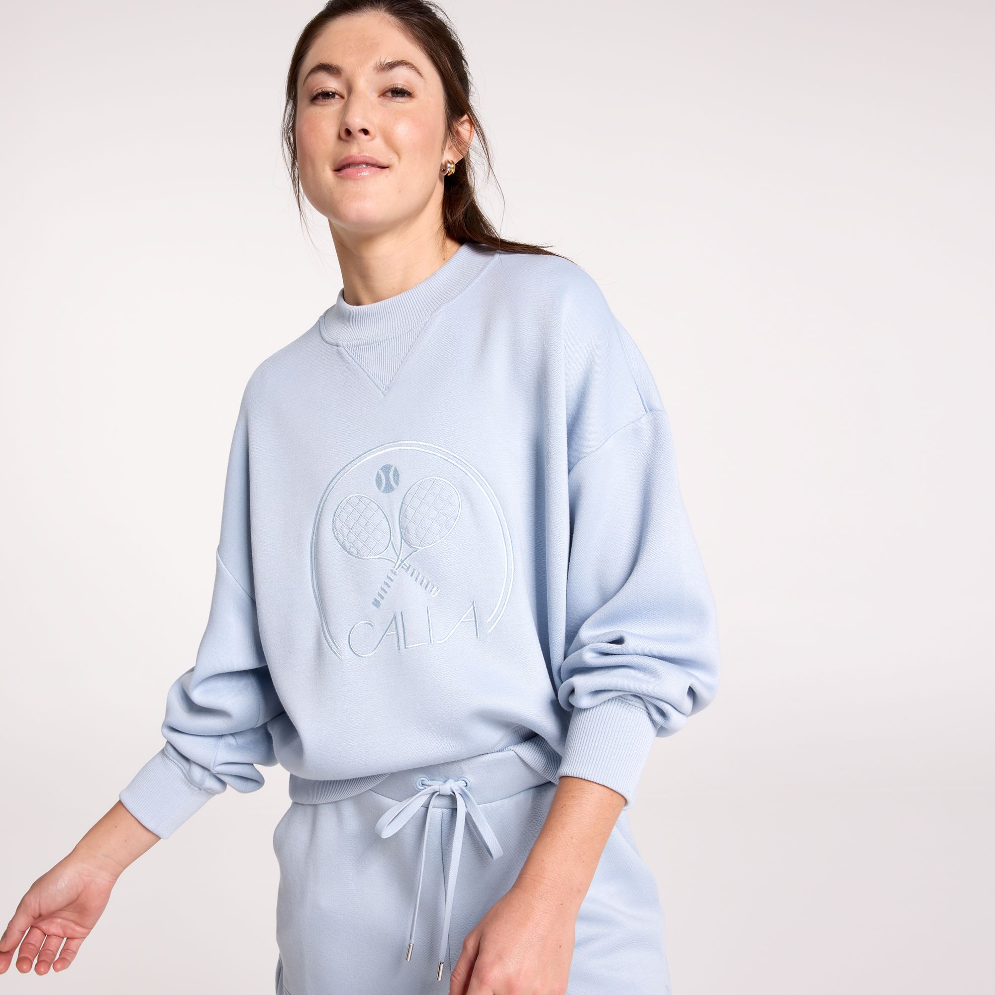 CALIA Women's Pique Scuba Crew Neck