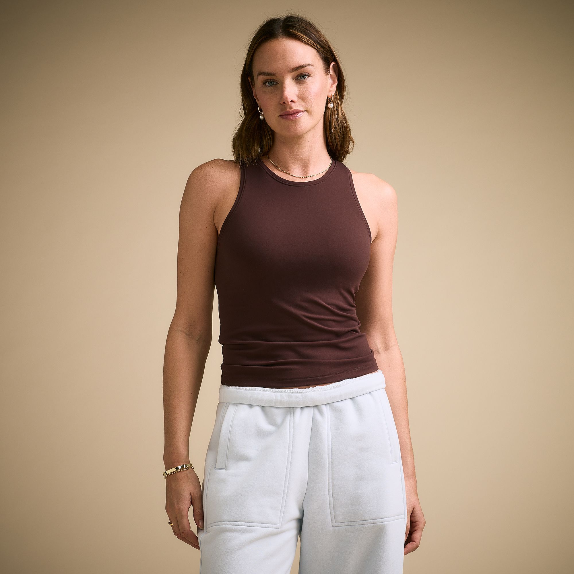 CALIA Women's Inspire High Neck Support Tank, XXL, Chocolate Plum Brown