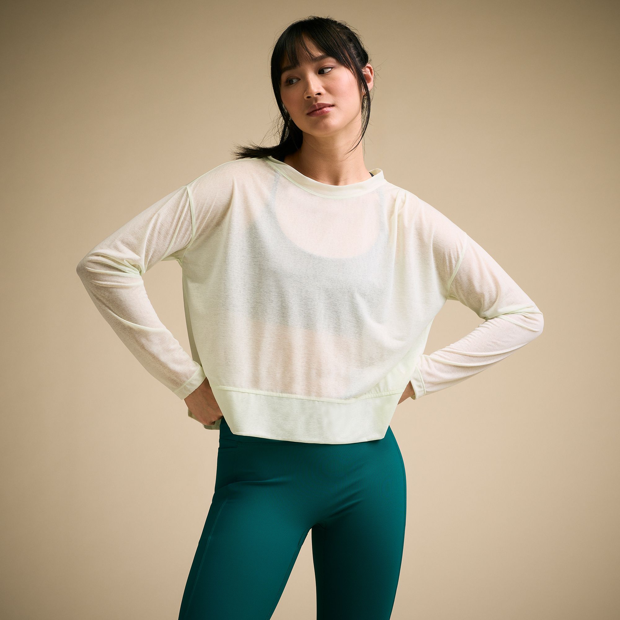 CALIA Women's Exhale Long Sleeve Pleated Shirt