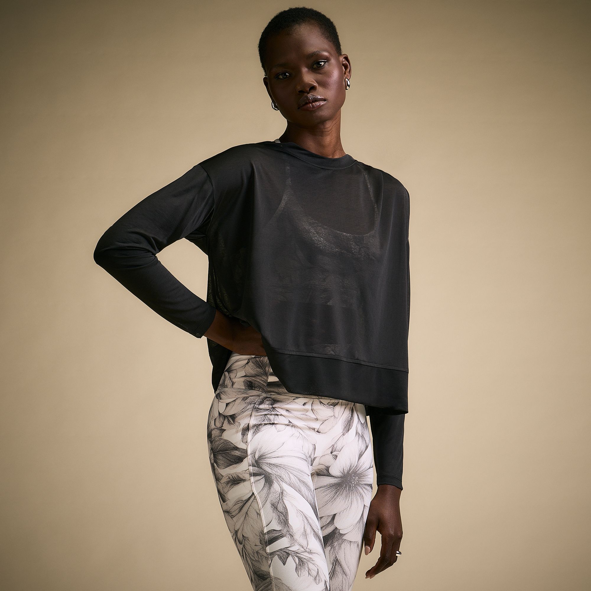 CALIA Women's Exhale Long Sleeve Pleated Shirt