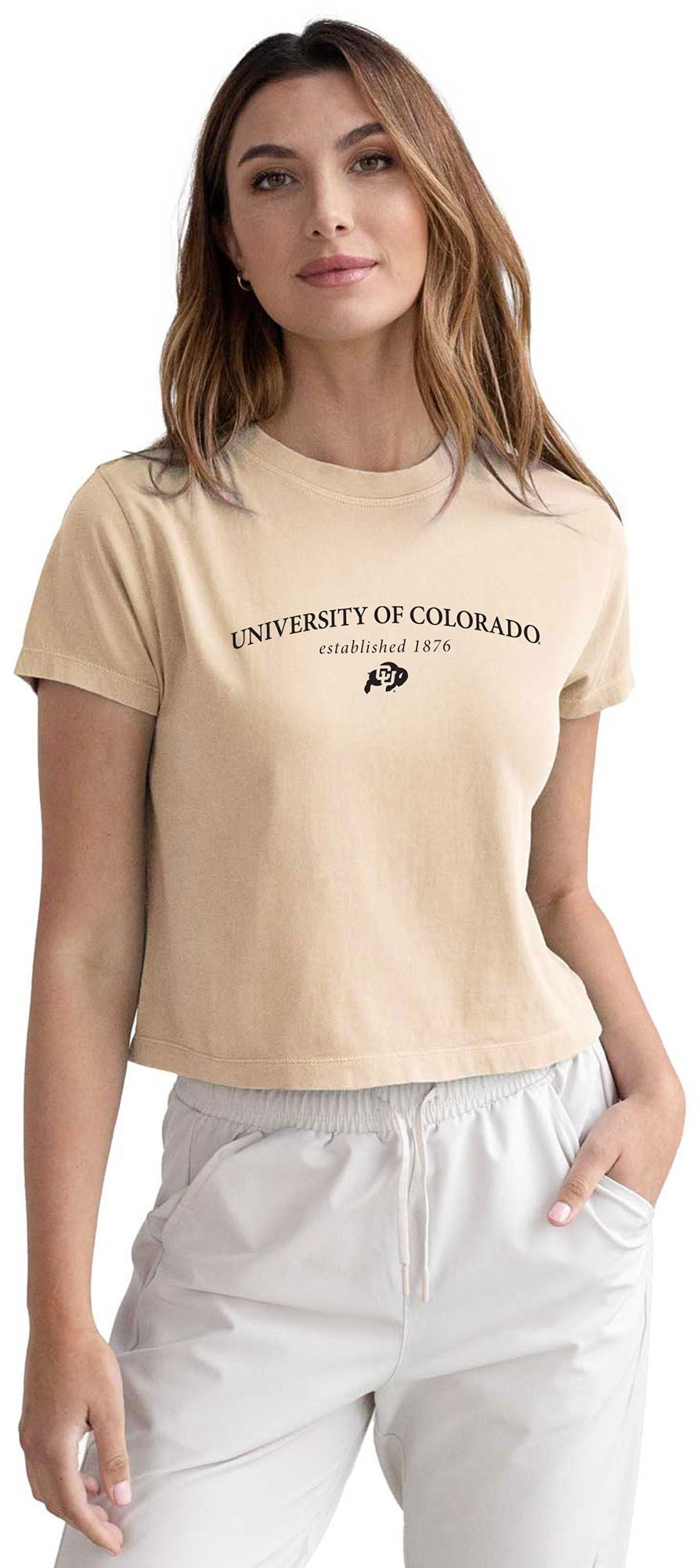 chicka-d Women's Colorado Buffaloes Tan Montauk T-Shirt