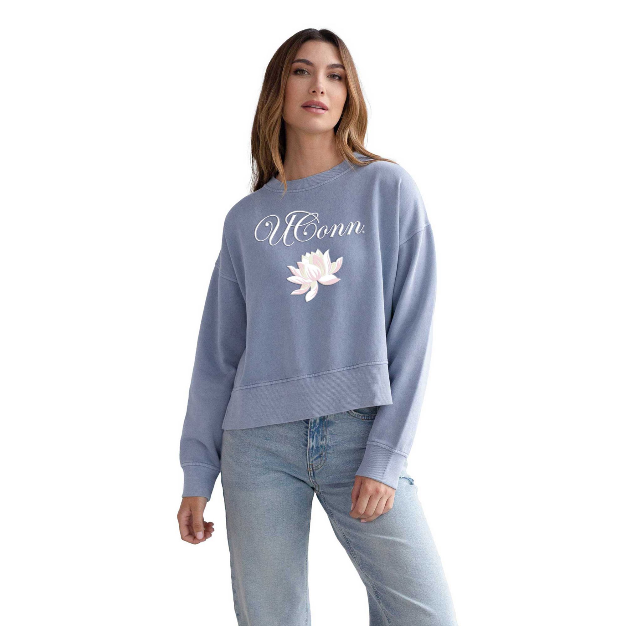 chicka-d Women's UConn Huskies Blue Lotus Pullover Sweatshirt