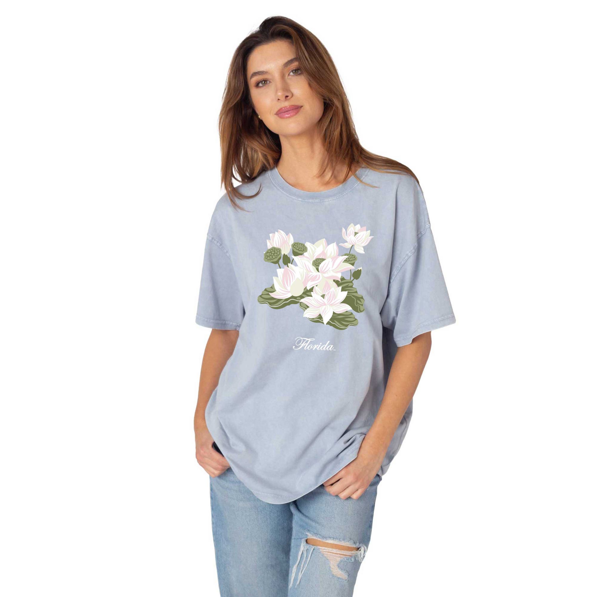 chicka-d Women's Florida Gators Light Blue Lotus T-Shirt