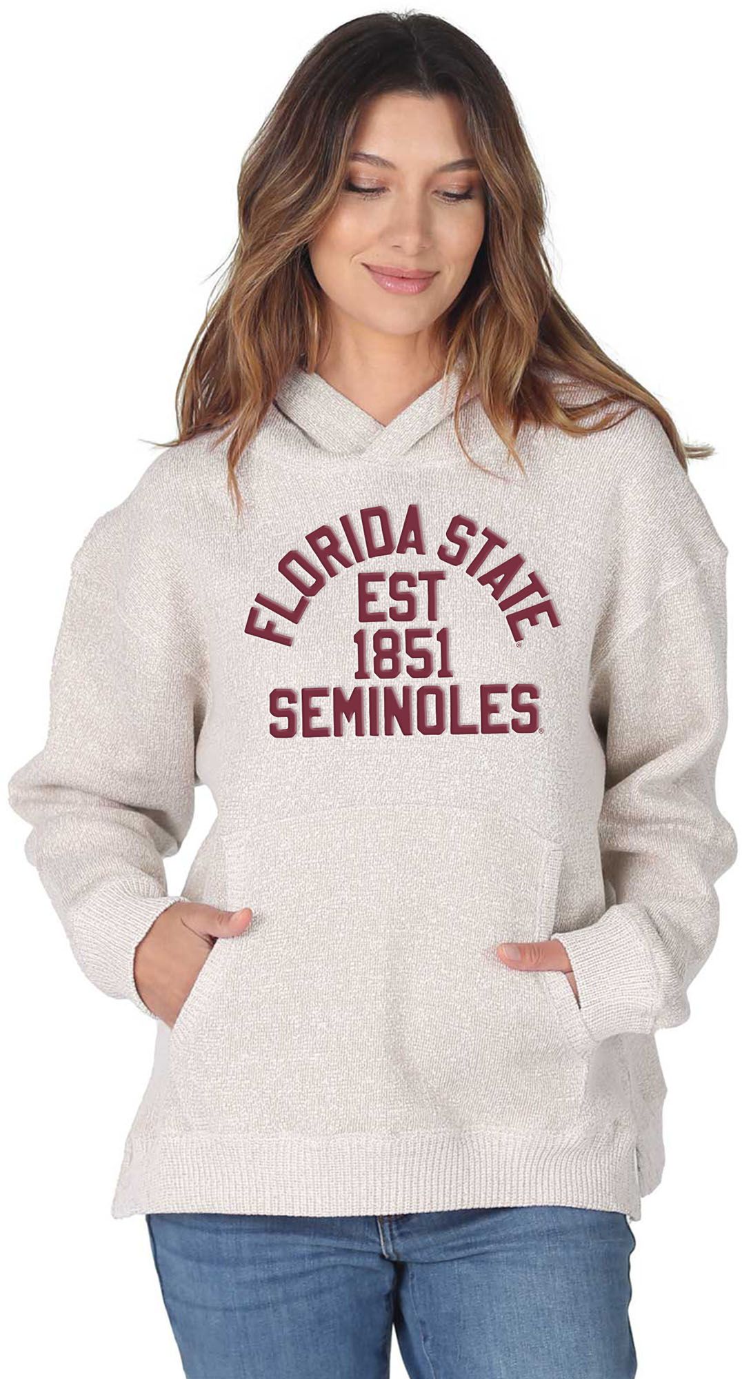 chicka-d Women's Florida State Seminoles Natural Spirit Fleece Weekender Pullover Hoodie