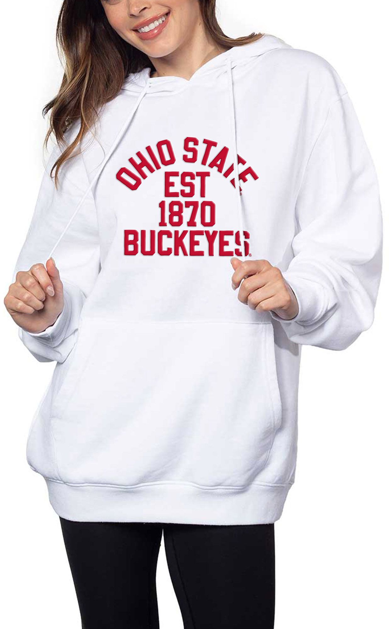 chicka-d Women's Ohio State Buckeyes White Burnout Hoodie