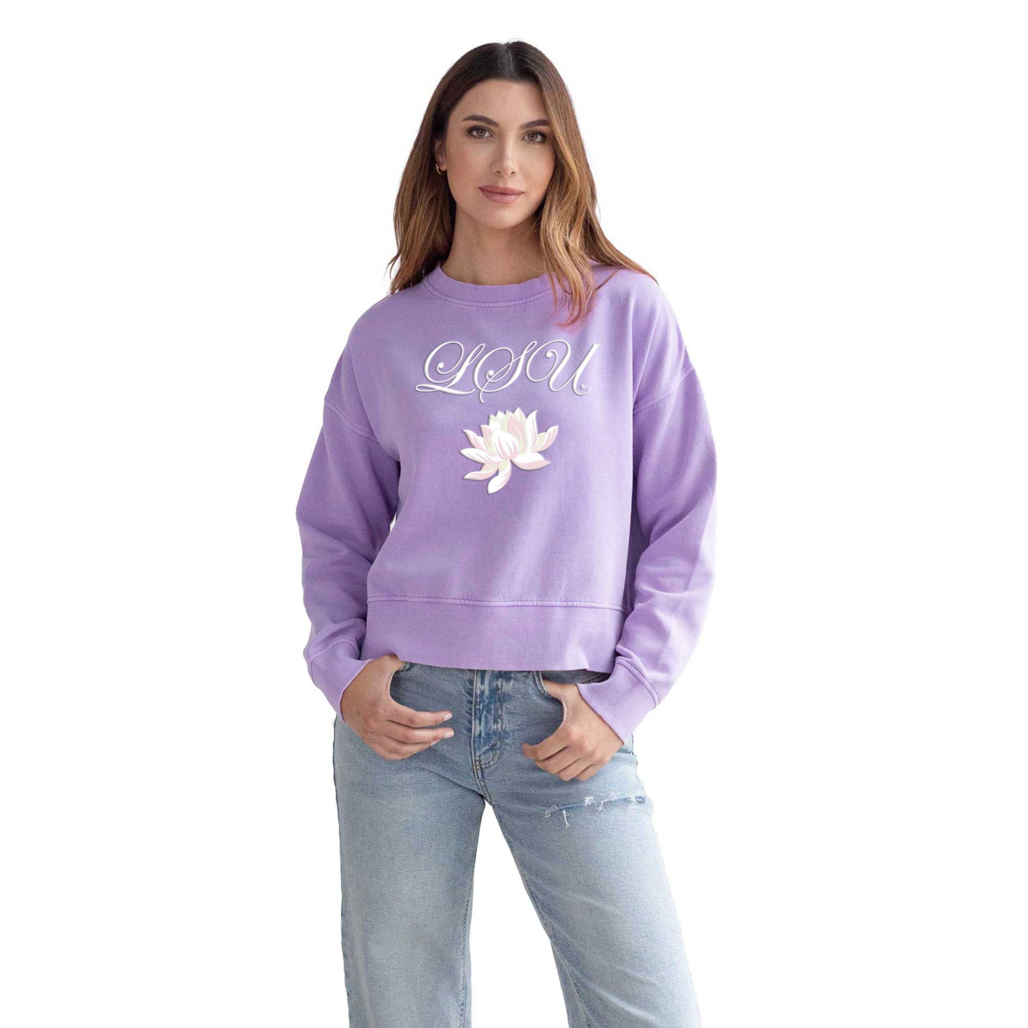 chicka-d Women's LSU Tigers Lotus Pullover Sweatshirt