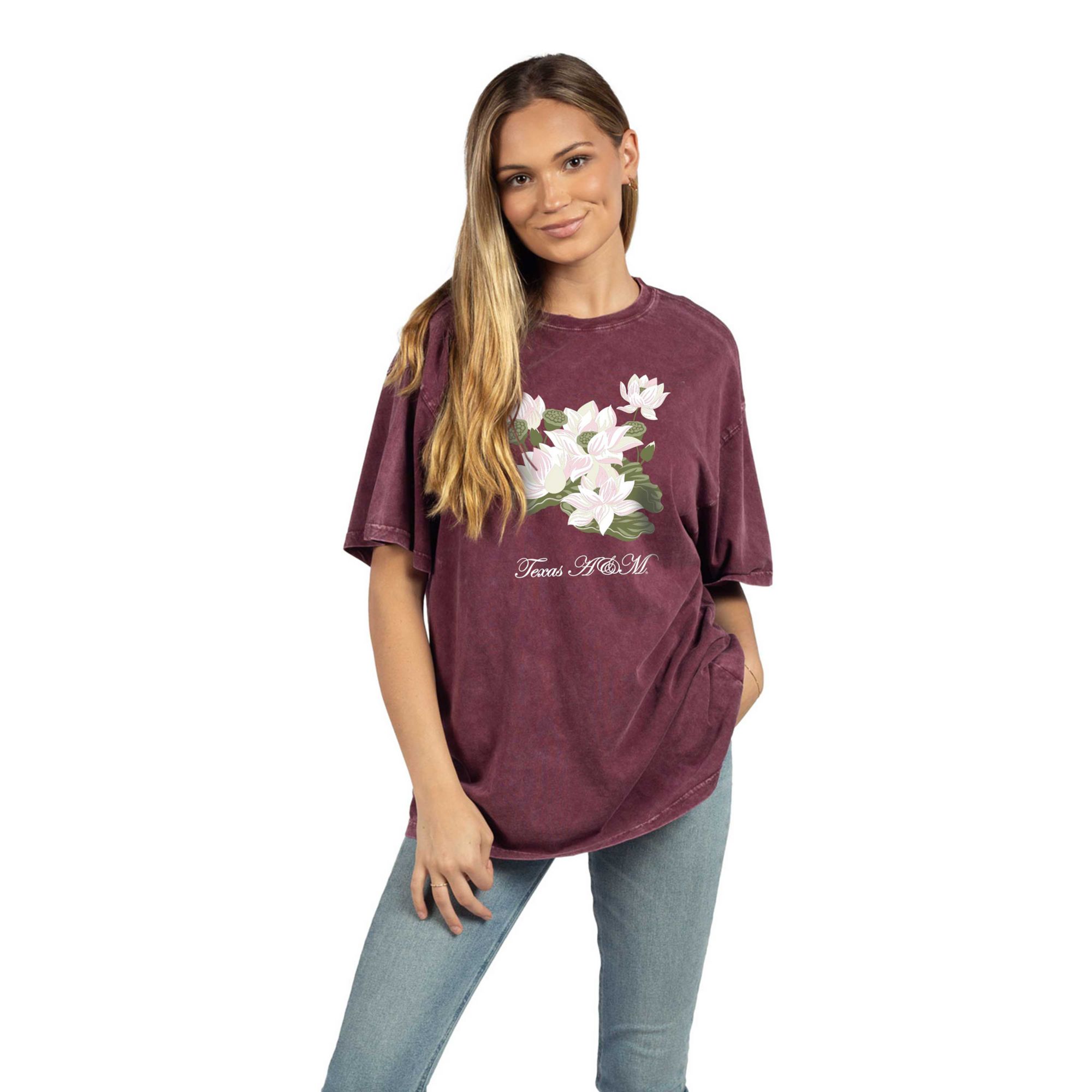 chicka-d Women's Texas A&M Aggies Maroon Lotus T-Shirt