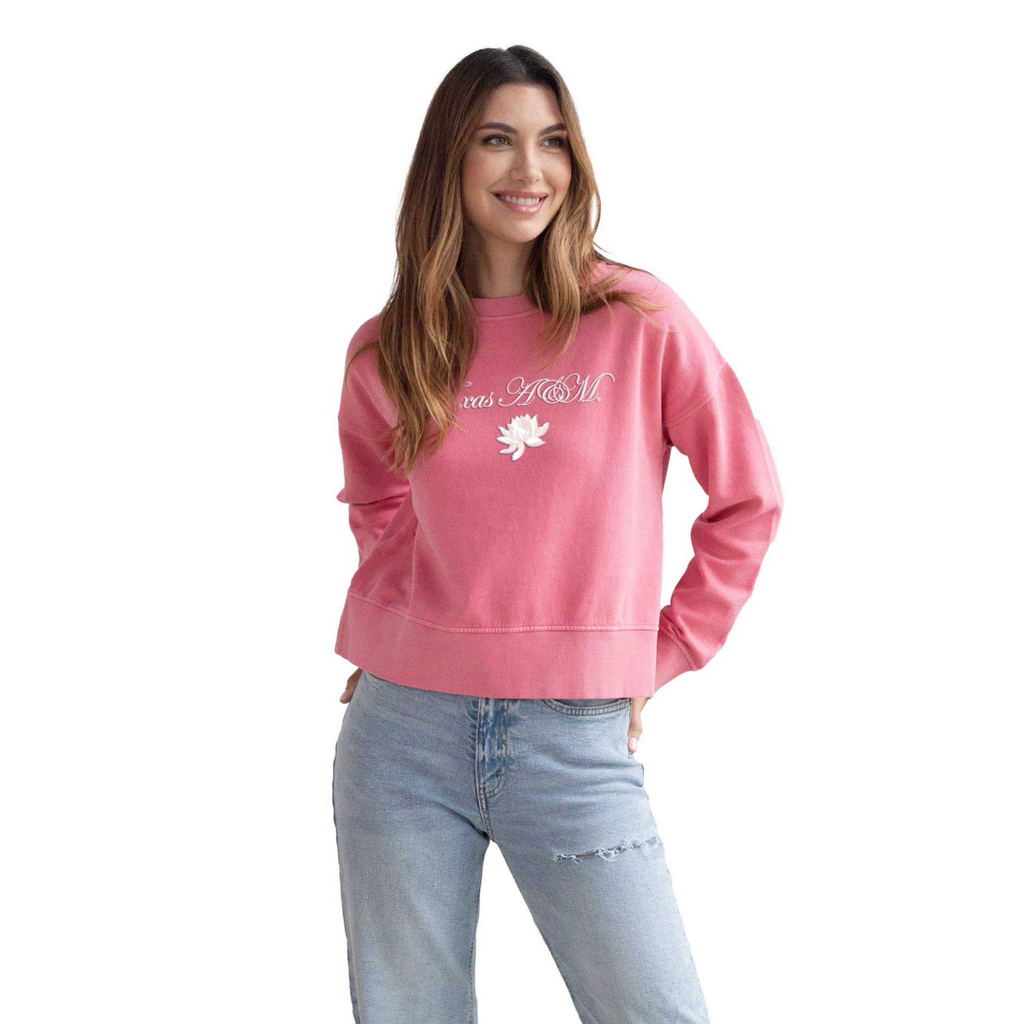 chicka-d Women's Texas A&M Aggies Pink Lotus Pullover Sweatshirt