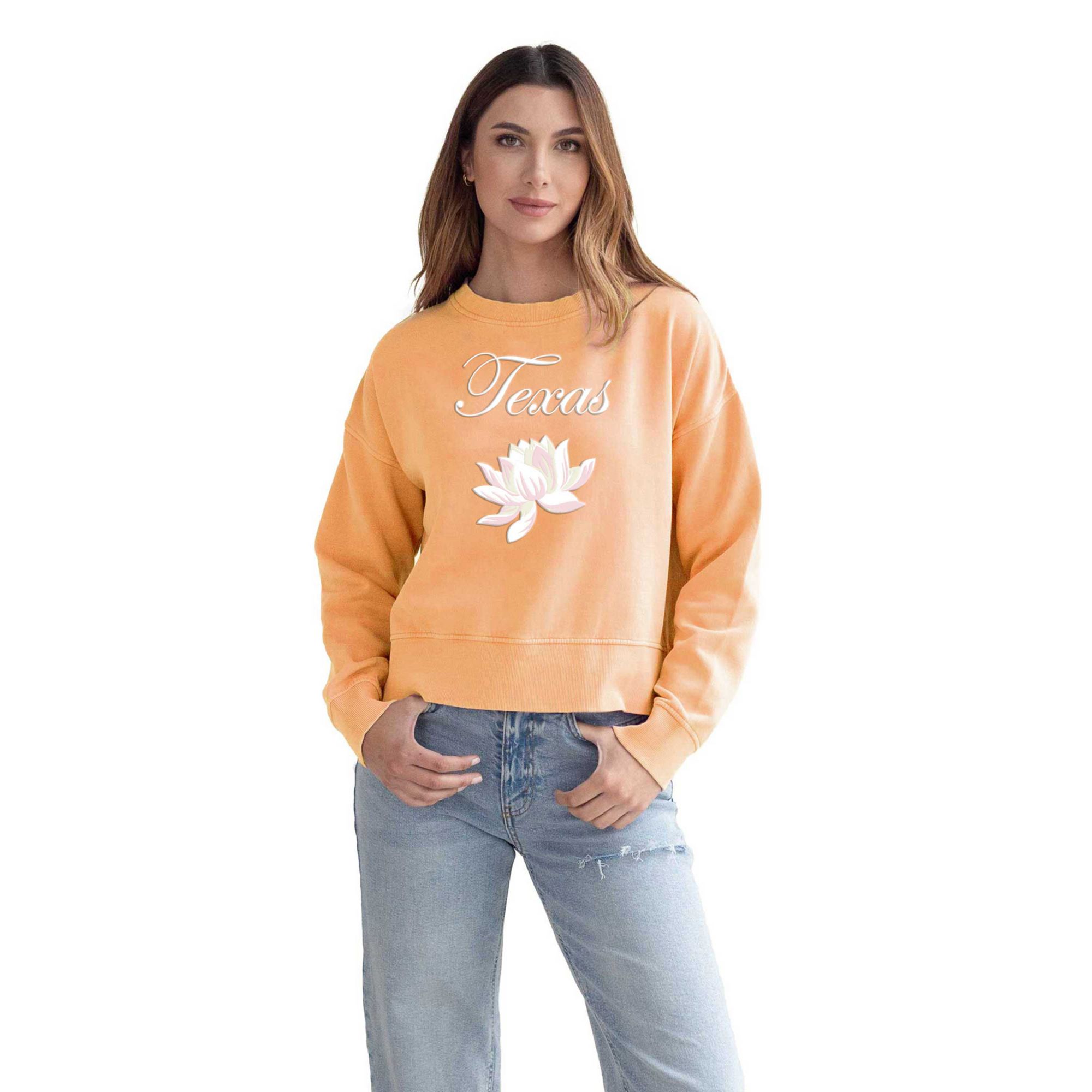 chicka-d Women's Texas Longhorns Orange Lotus Pullover Sweatshirt
