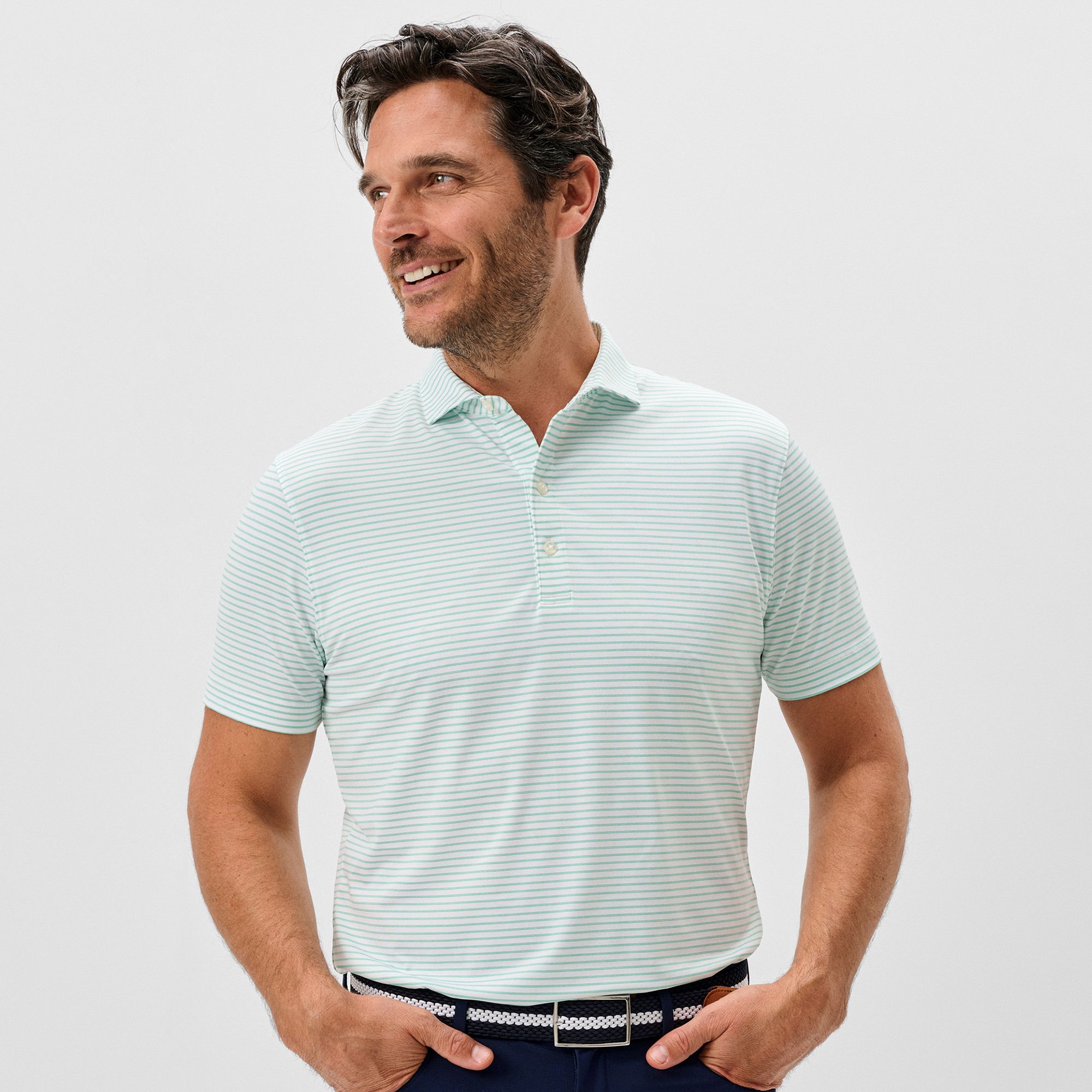 Johnnie-O Men's Michael Stripe Performance Jersey Golf Polo