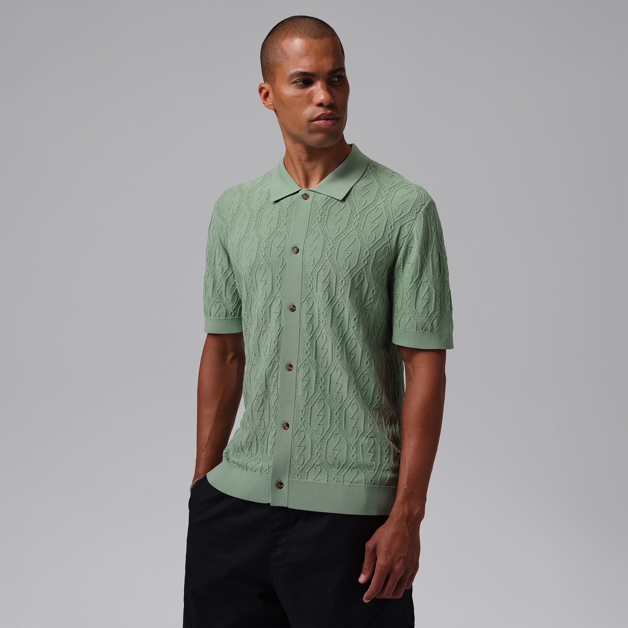 Jordan Men's Sport Button-Down Golf Shirt, Medium, Jade Smoke Green