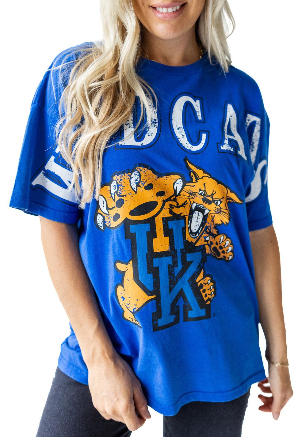 Gameday Social Women's Kentucky Wildcats Washed Royal The Band Short Sleeve T-Shirt