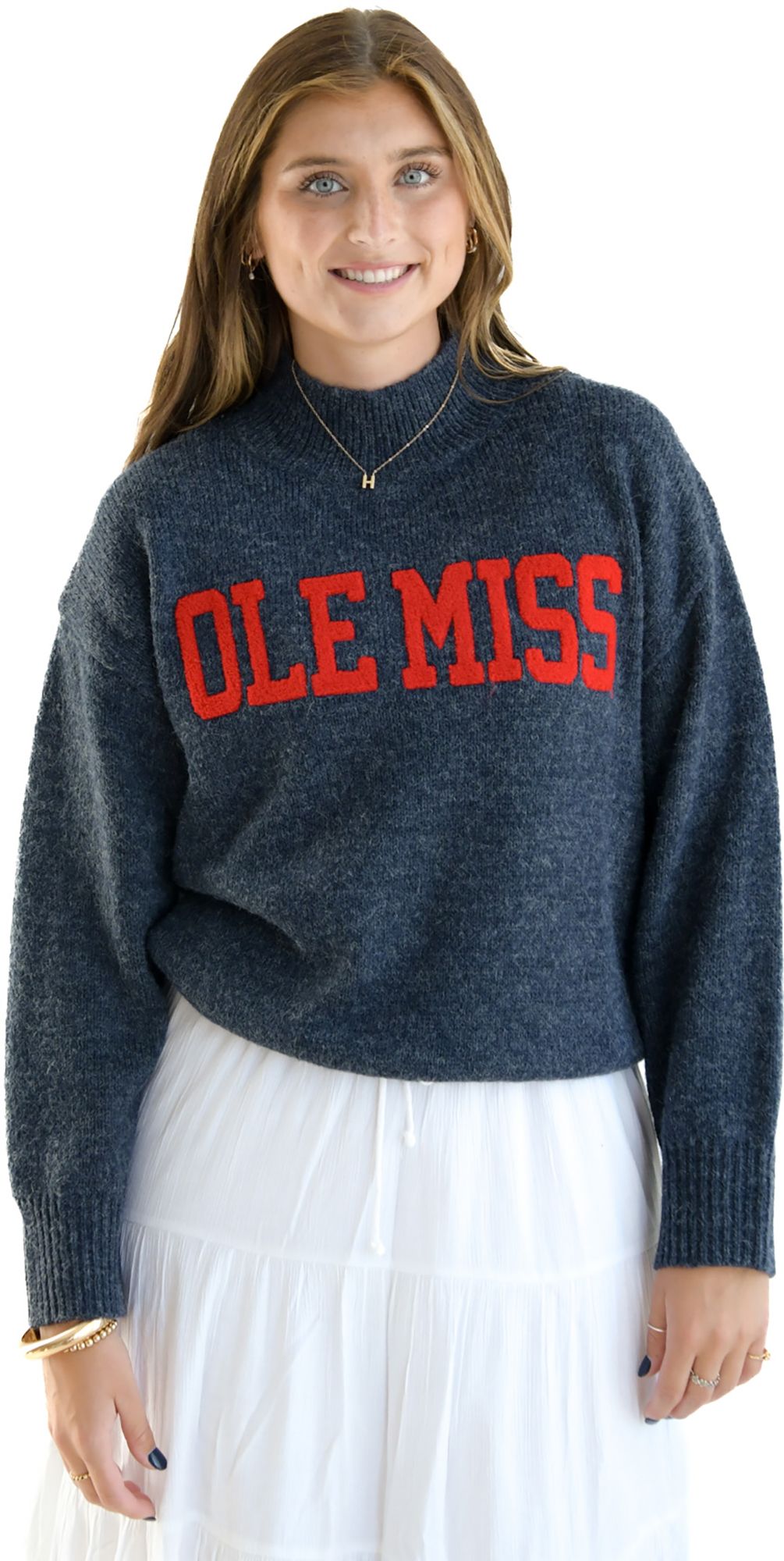 Gameday Social Women's Ole Miss Rebels Navy Varsity Turtleneck Sweater