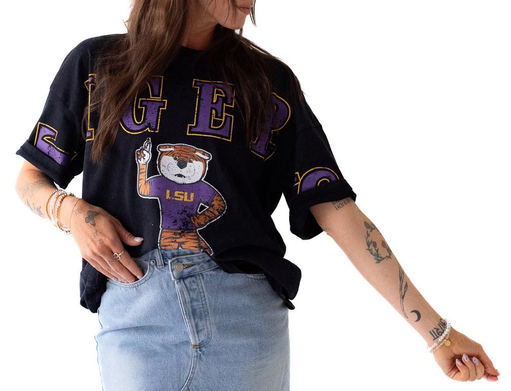 Gameday Social Women's LSU Tigers Washed Black The Band Short Sleeve T-Shirt