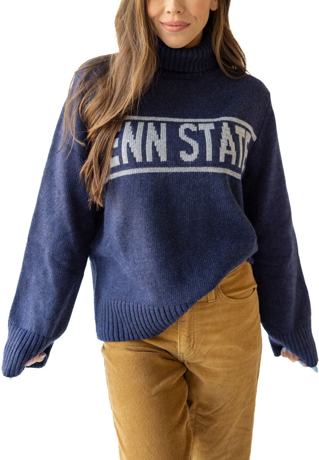 Gameday Social Women's Penn State Nittany Lions Navy Rolled Sweater