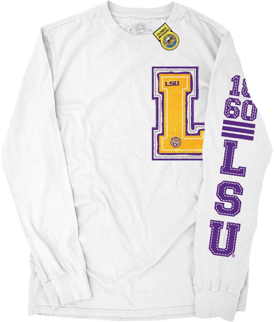 The Duck Company Men's LSU Tigers White Letterman Long Sleeve T-Shirt