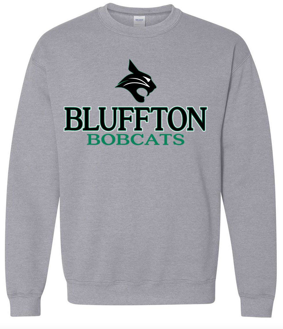 Pel Athletic Men's Bluffton High School Grey Crew Pullover Sweatshirt