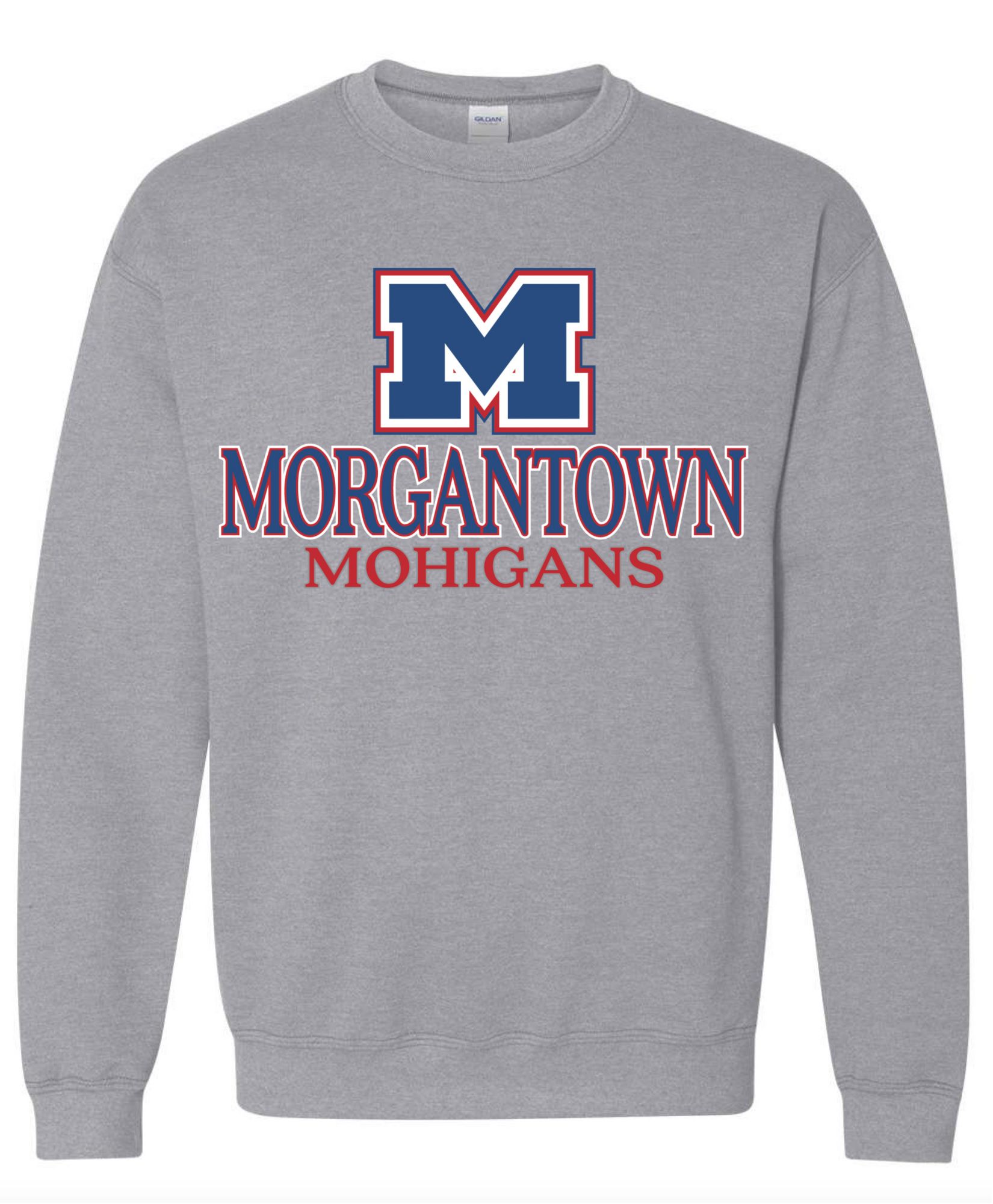 Pel Athletic Men's Morgantown High School Grey Crew Pullover Sweatshirt