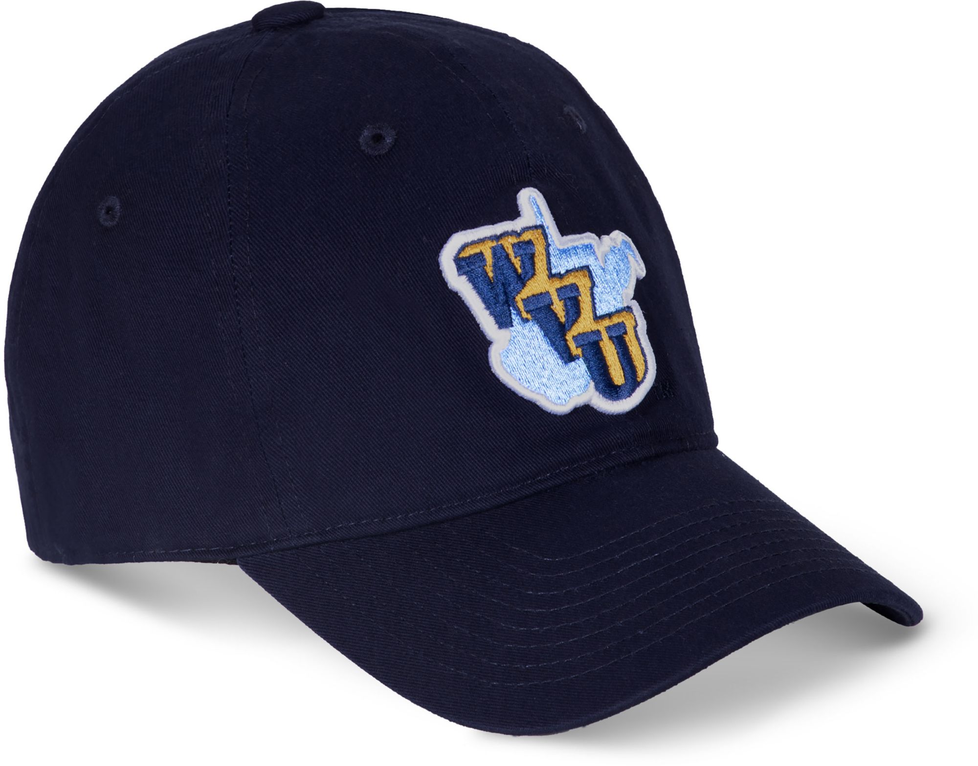 Retro Brand Adult West Virginia Mountaineers Navy Throwback State Logo Washed Adjustable Hat