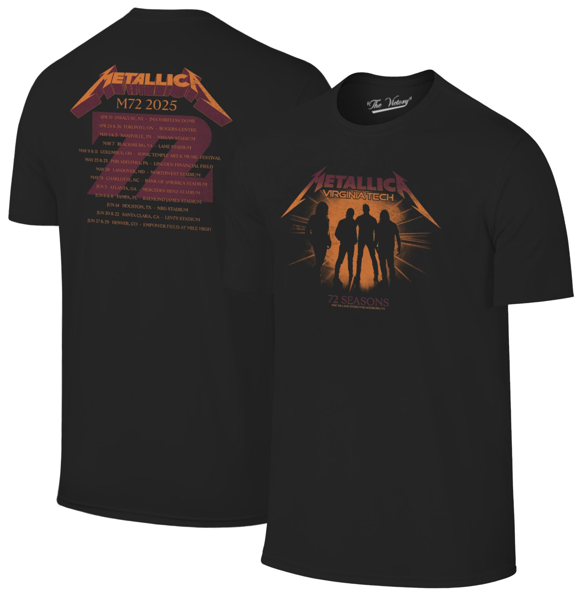 Retro Brand Men's Virginia Tech Hokies Metallica Black Football T-Shirt