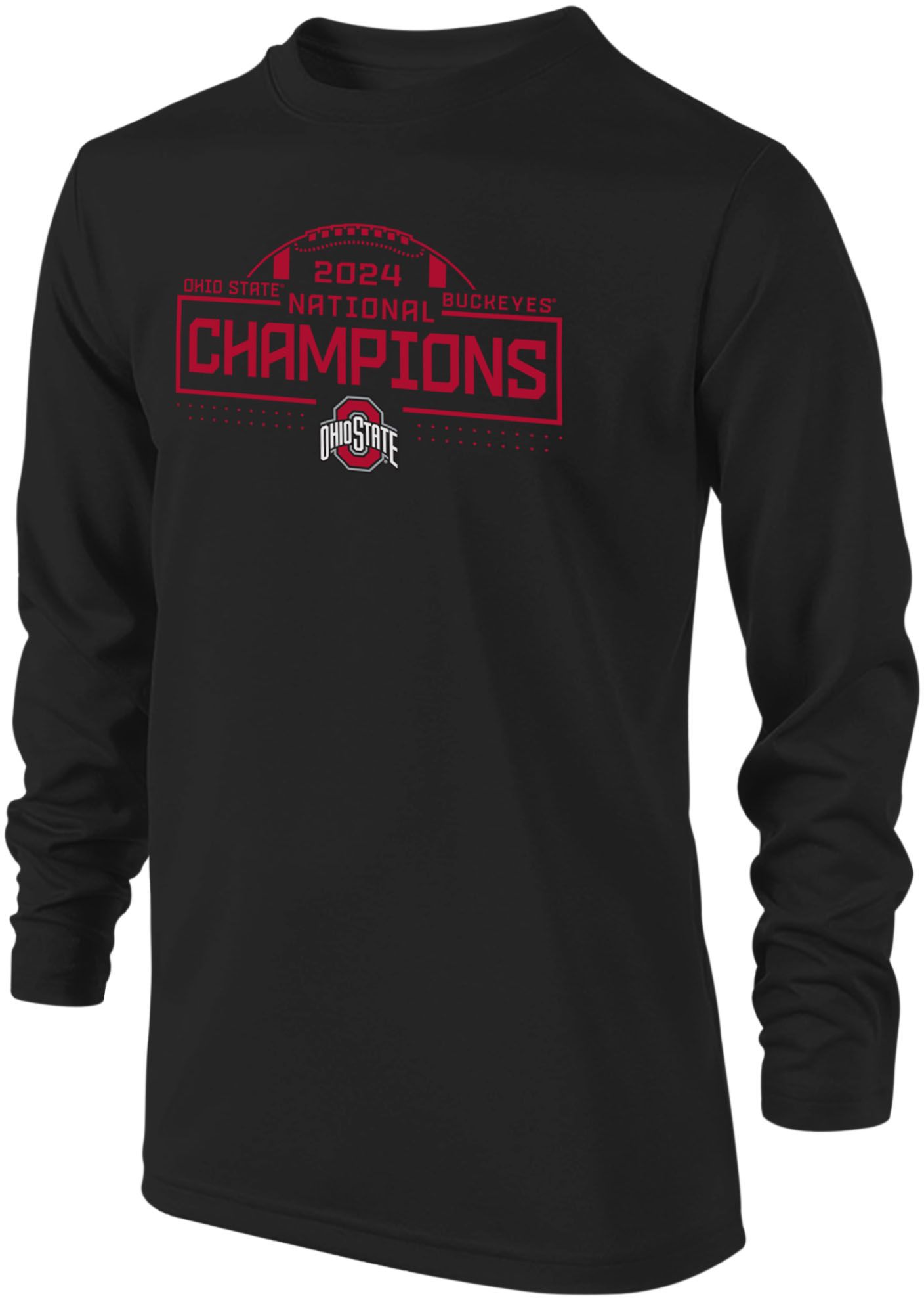 Retro Brand Youth 2024-25 National Champions Ohio State Buckeyes Block Long Sleeve Shirt