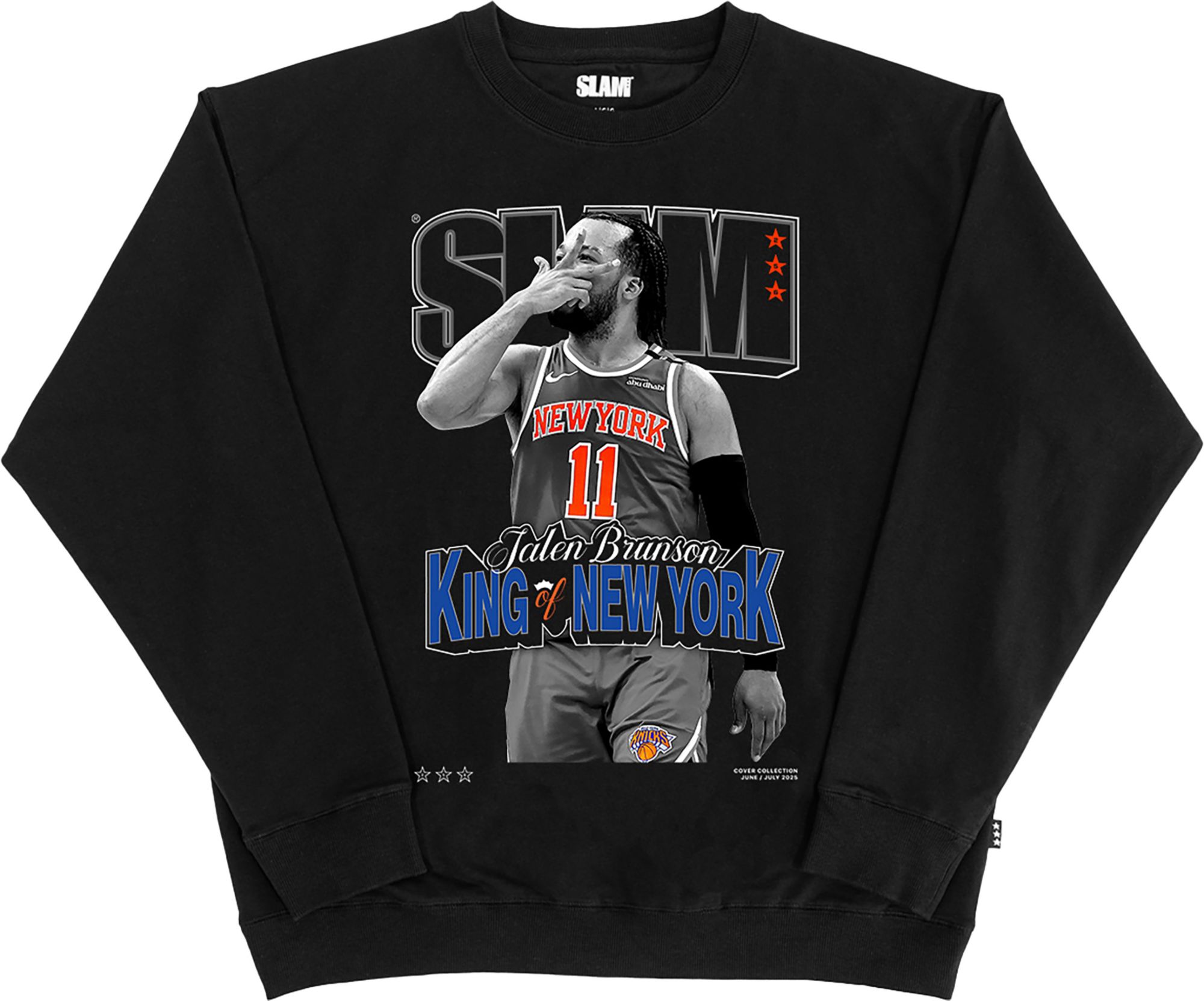 SLAM Men's New York Knicks Jalen Brunson #11 Black Slam Cover Crewneck Sweatshirt