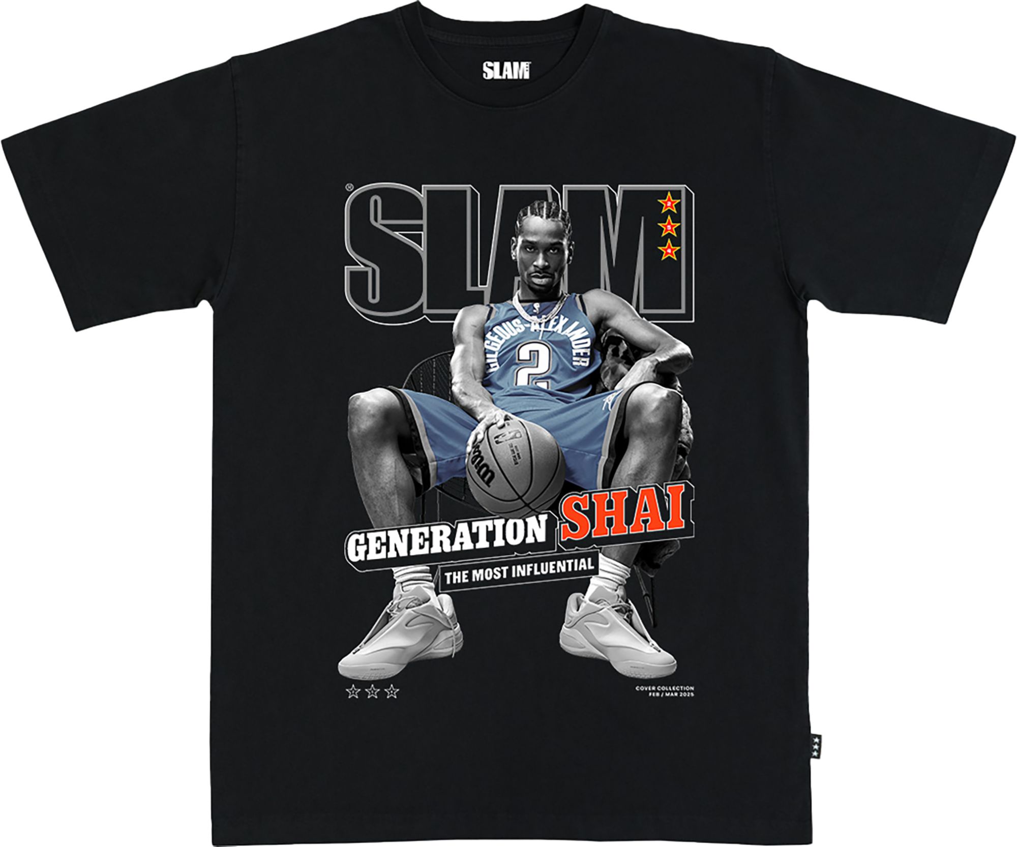 SLAM Men's Oklahoma City Thunder Shai Gilgeous-Alexander #2 Black Slam Cover T-Shirt
