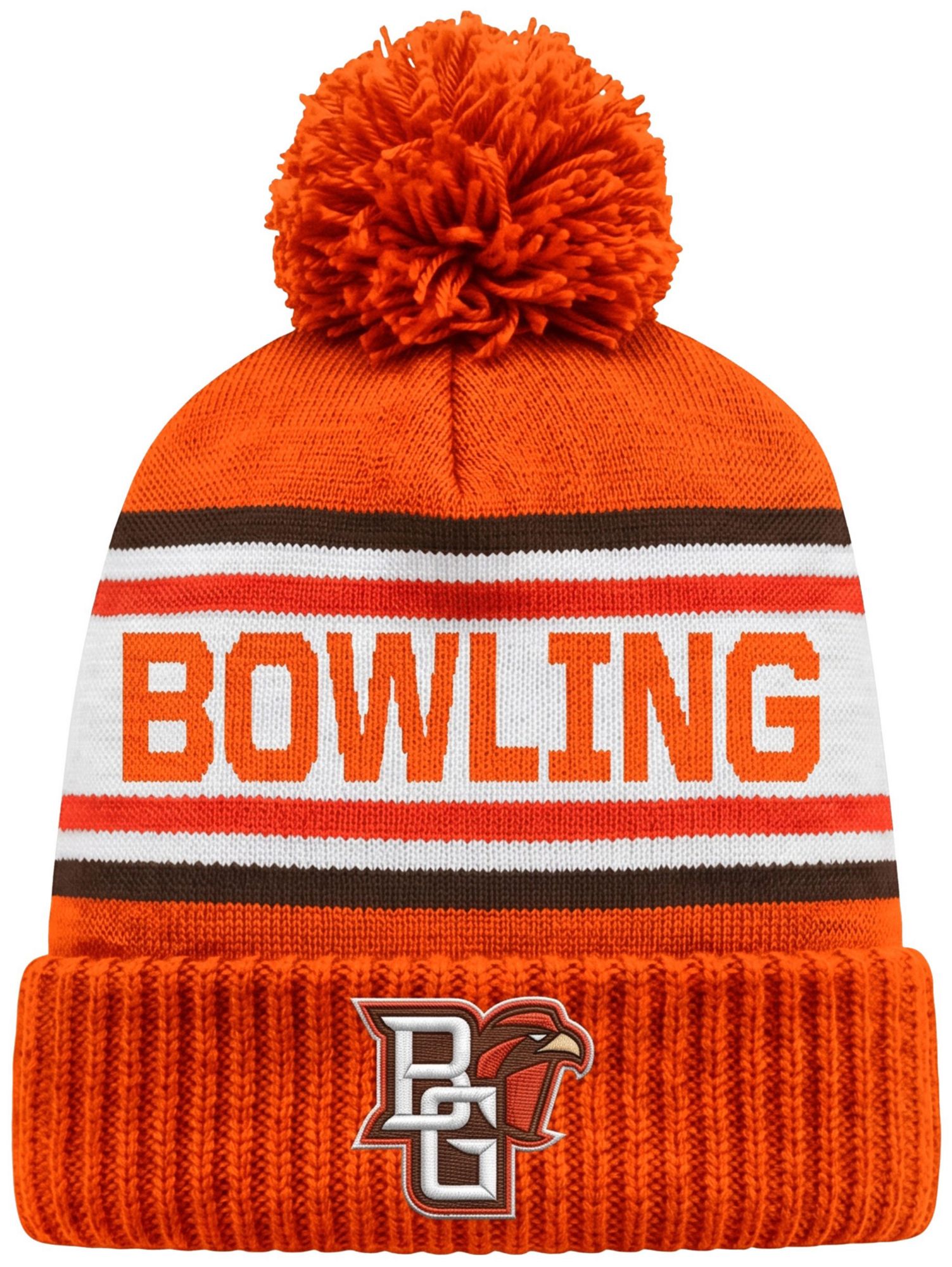 League-Legacy Adult Bowling Green Falcons Orange Pom Knit Beanie