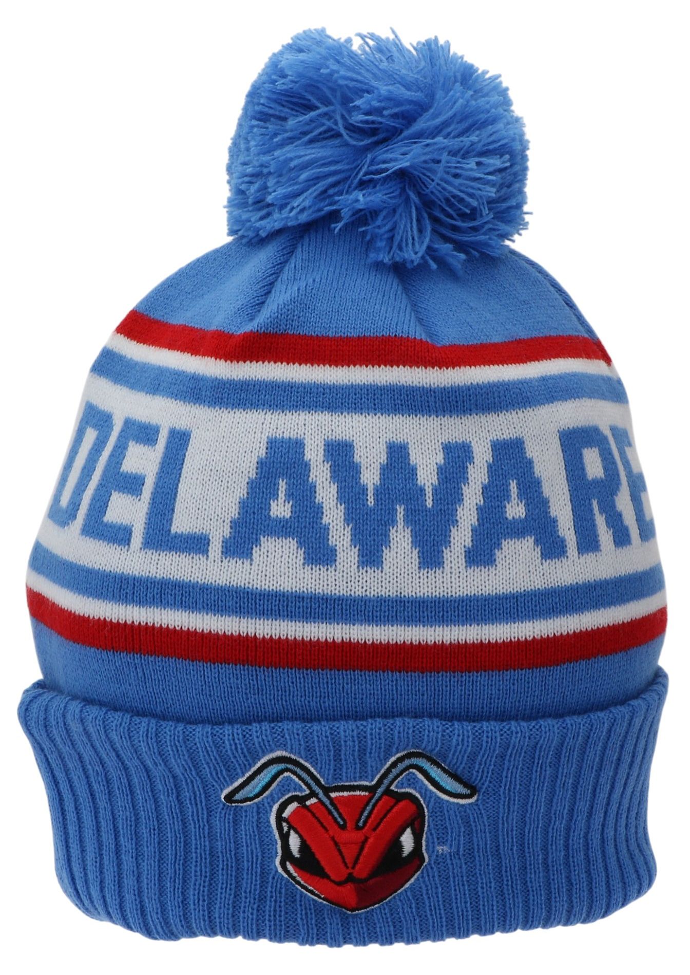 League-Legacy Adult Delaware State Hornets Blue Pom Knit Beanie