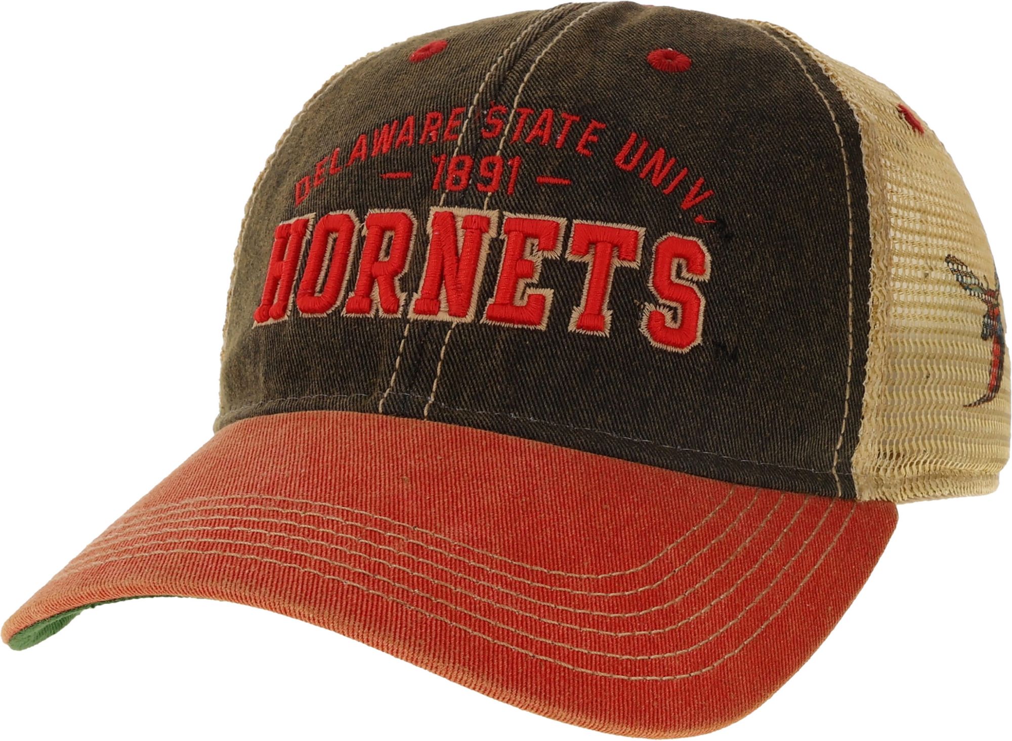 League-Legacy Adult Delaware State Hornets Black Old Favorite Trucker Hat