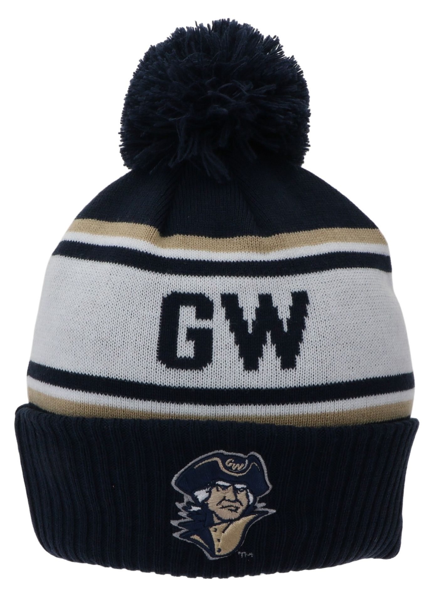 League-Legacy Adult George Washington Colonials Navy Pom Knit Beanie