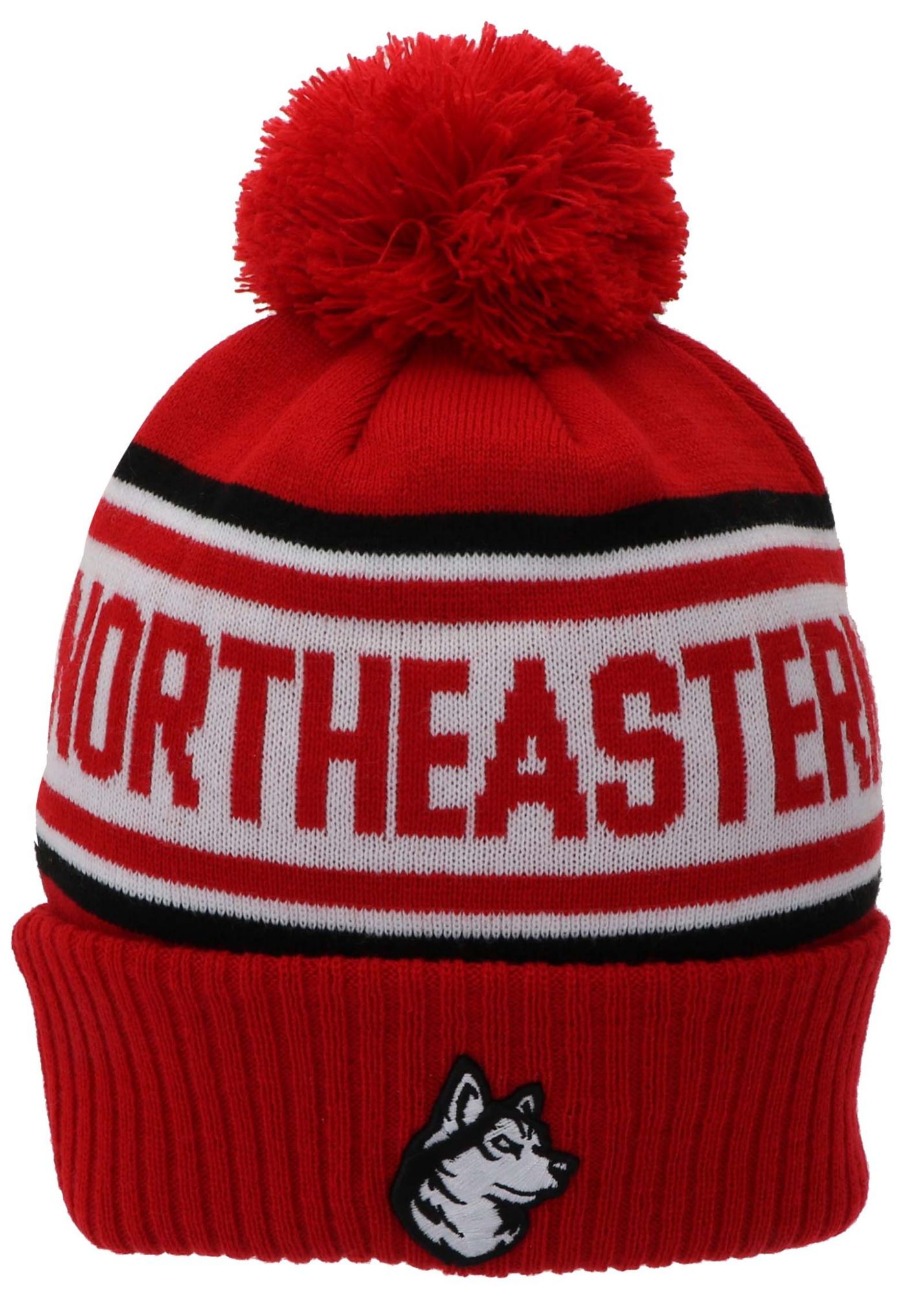 League-Legacy Adult Northeastern Huskies Red Pom Knit Beanie