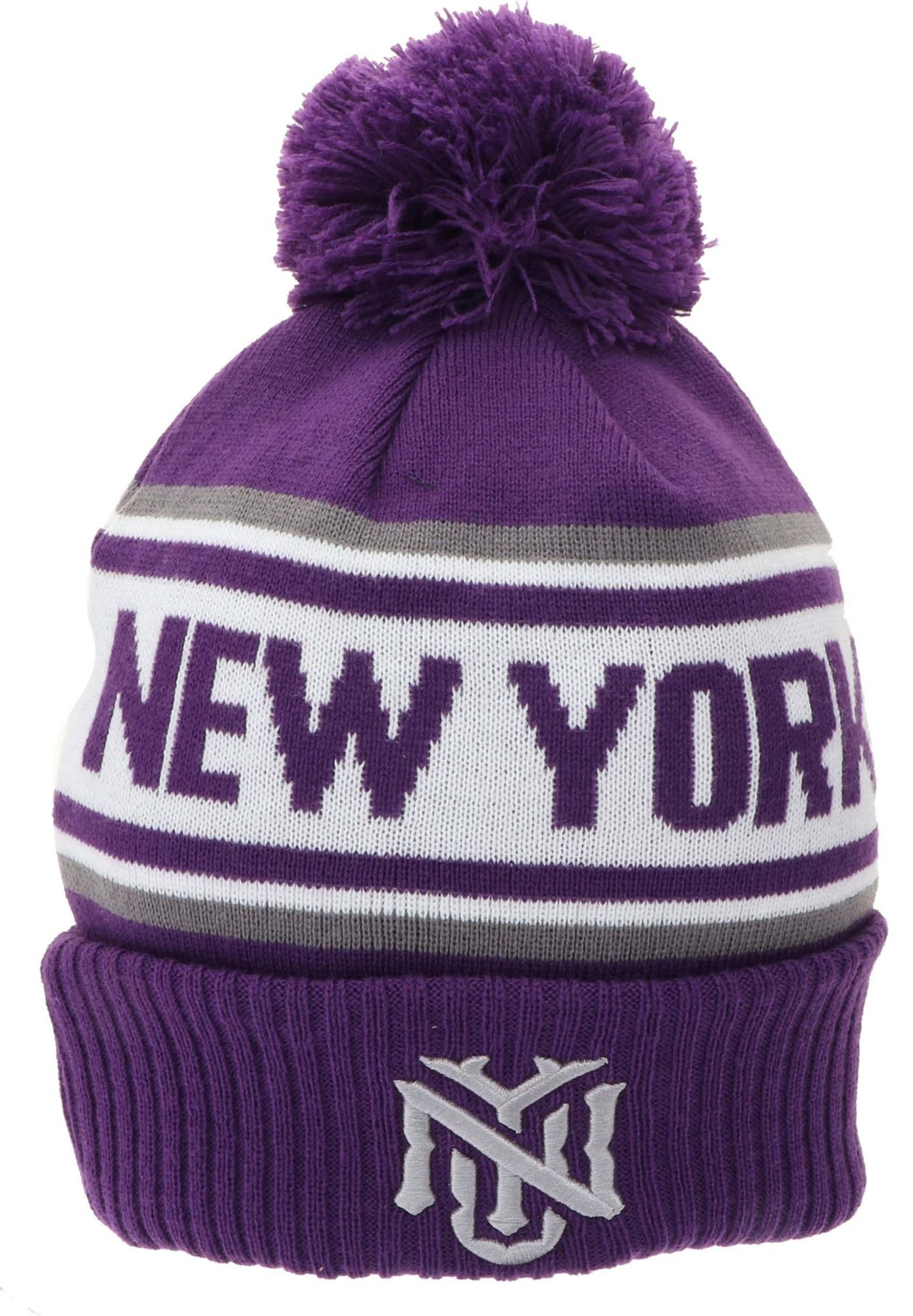 League-Legacy Adult NYU Violets Purple Pom Knit Beanie
