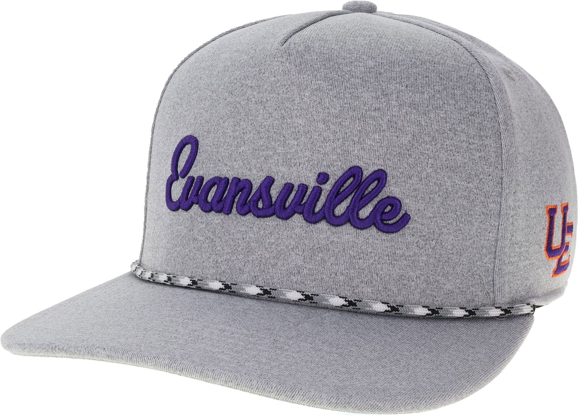 League-Legacy Adult Evansville Purple Aces Grey Script Caddy Hat