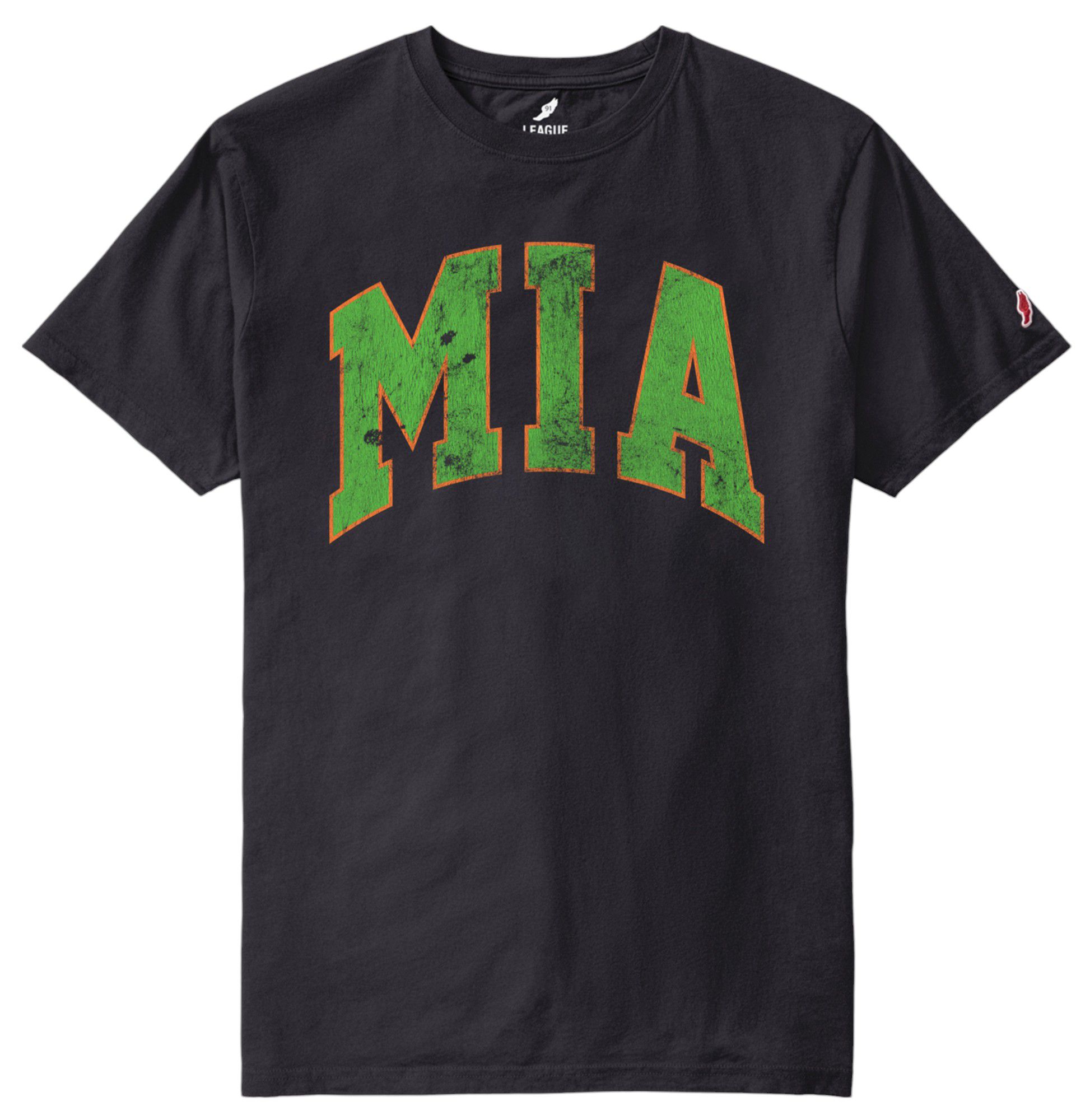 League-Legacy Men's Miami Black Solid T-Shirt