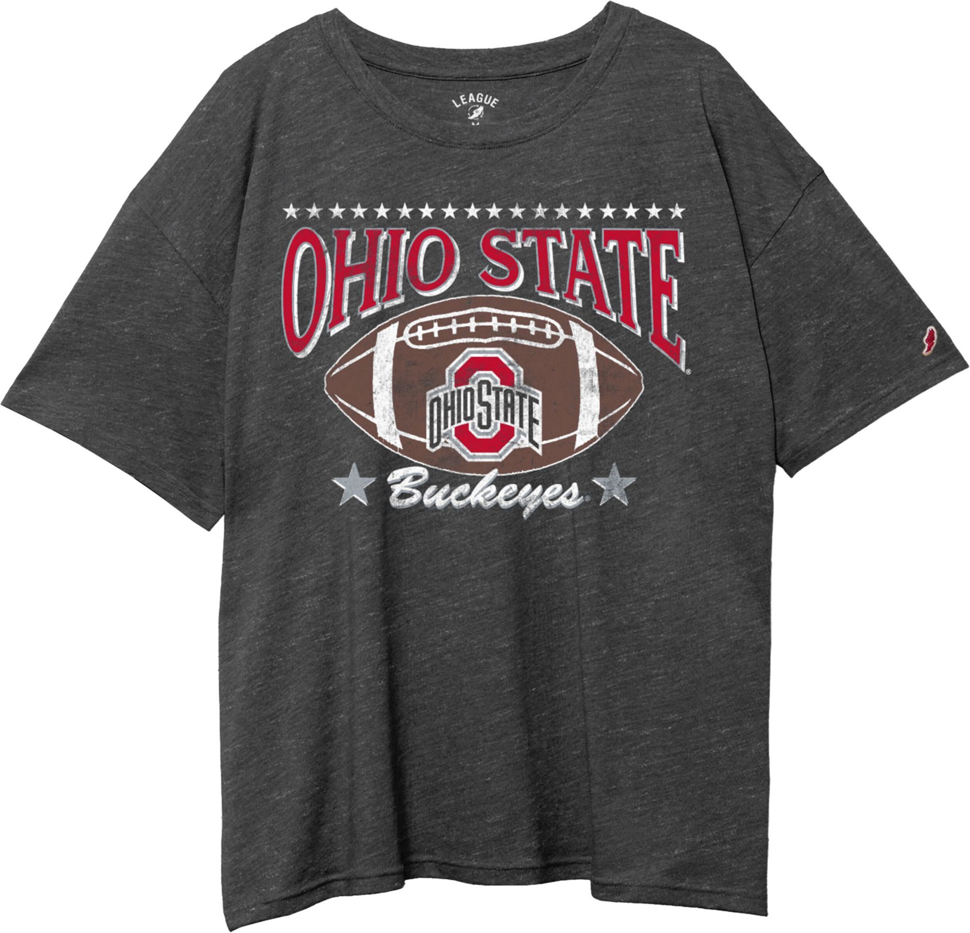 League-Legacy Women's Ohio State Buckeyes Black Victory Falls Triblend Short Sleeve T-Shirt
