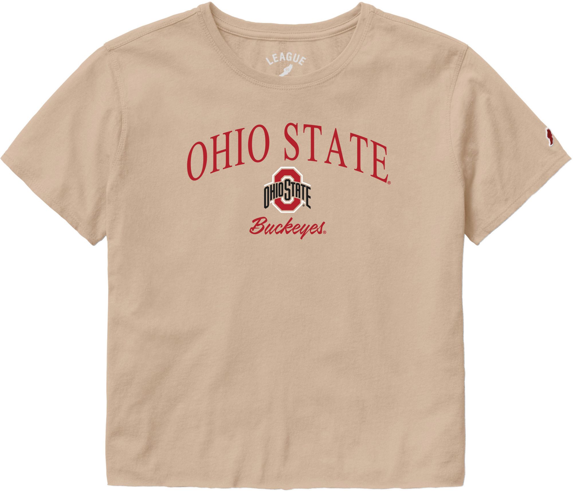 League-Legacy Women's Ohio State Buckeyes Tan Clothesline Short Sleeve T-Shirt