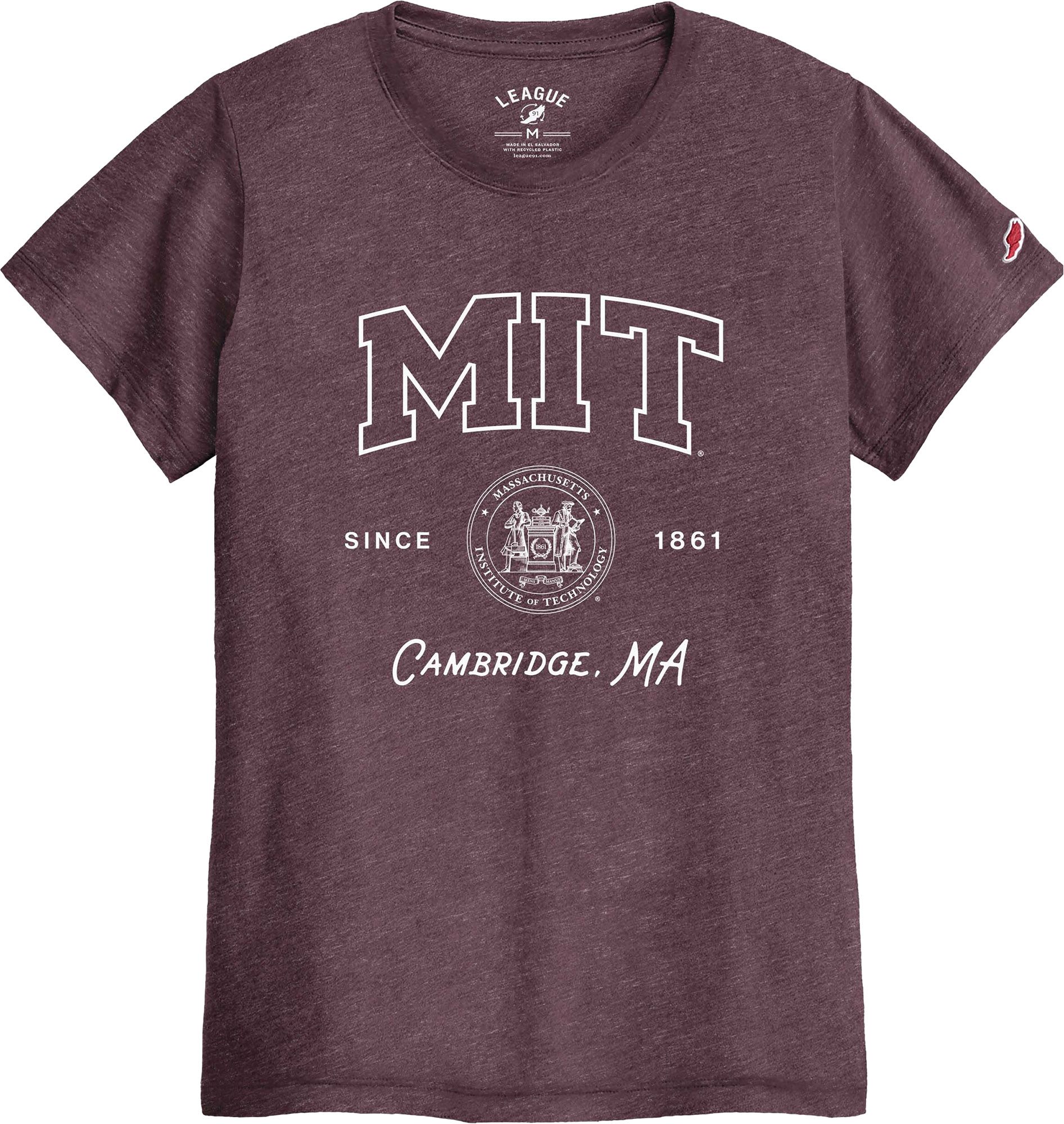 League-Legacy Women's MIT Engineers Maroon Intramural Short Sleeve T-Shirt