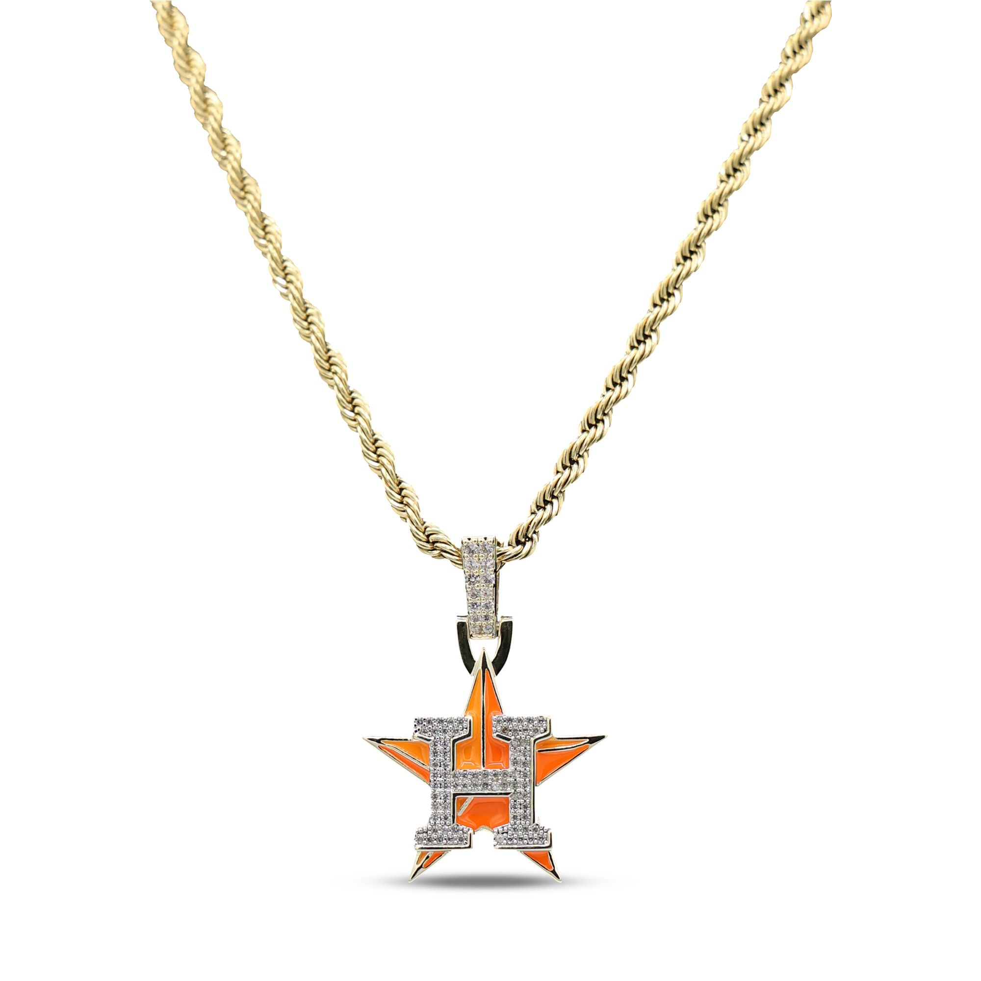 GLD Houston Astros White Gold Rope Chain